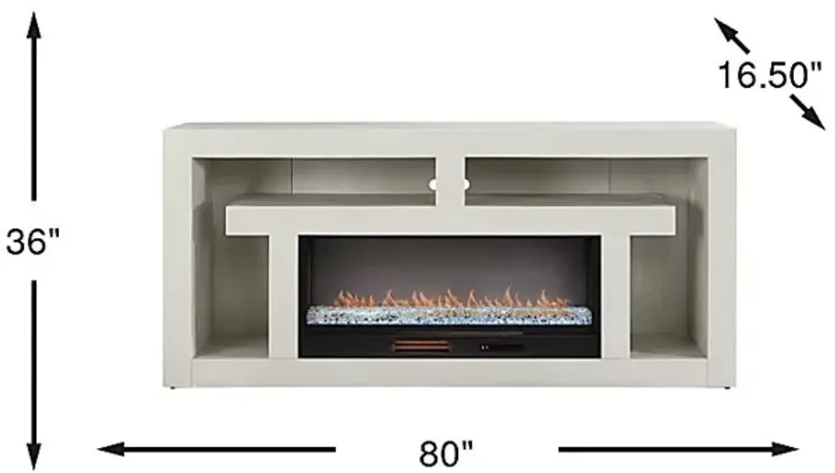 Brookland Park Light Gray 80 in. Console with Electric Fireplace