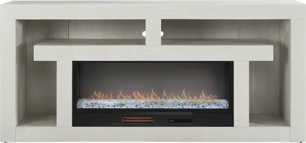 Brookland Park Light Gray 80 in. Console with Electric Fireplace