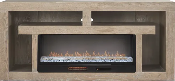 Brookland Park Brown 80 in. Console with Electric Fireplace