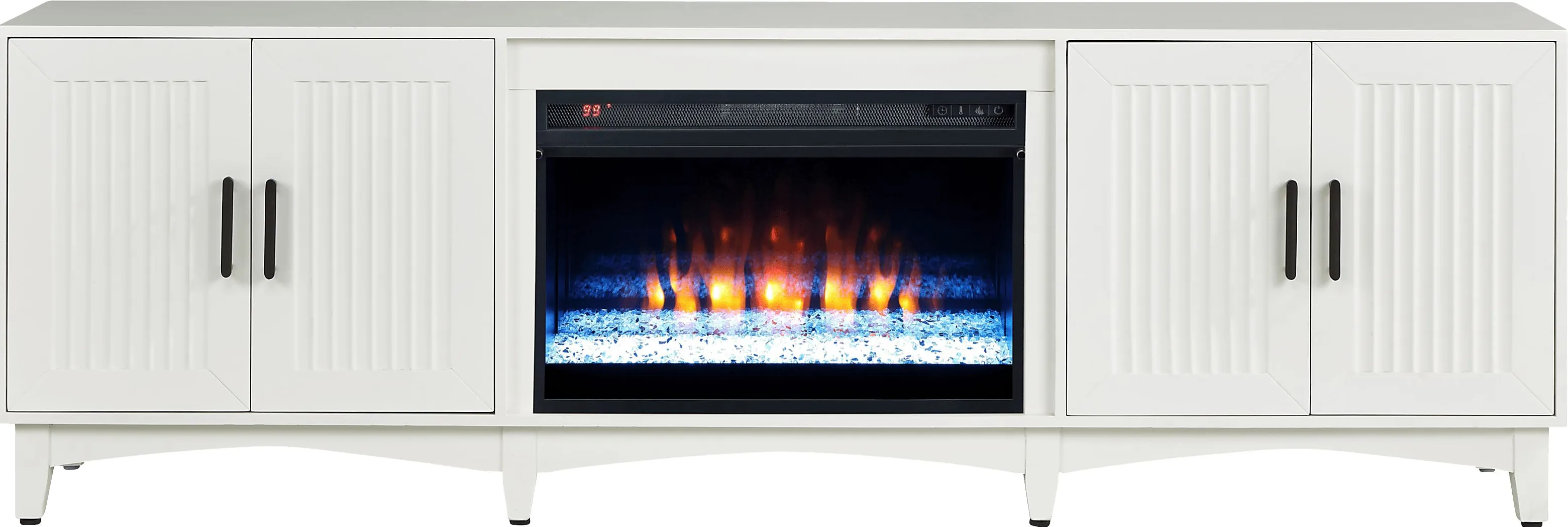 Shanewood II White 84 in. Console with Electric Fireplace
