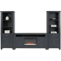 Hilton Head Graphite 4 Pc Wall Unit with 66 in. Console and Electric Fireplace