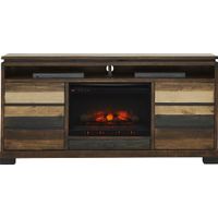 Cindy Crawford Home Westover Hills Brown 72 in. Console with Electric Log Fireplace