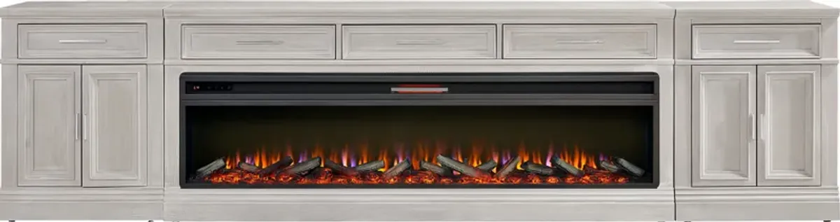 Stephenson Light Gray 4 Pc Console with Electric Log Fireplace