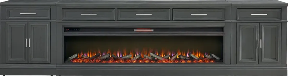 Stephenson Dark Gray 4 Pc Console with Electric Log Fireplace