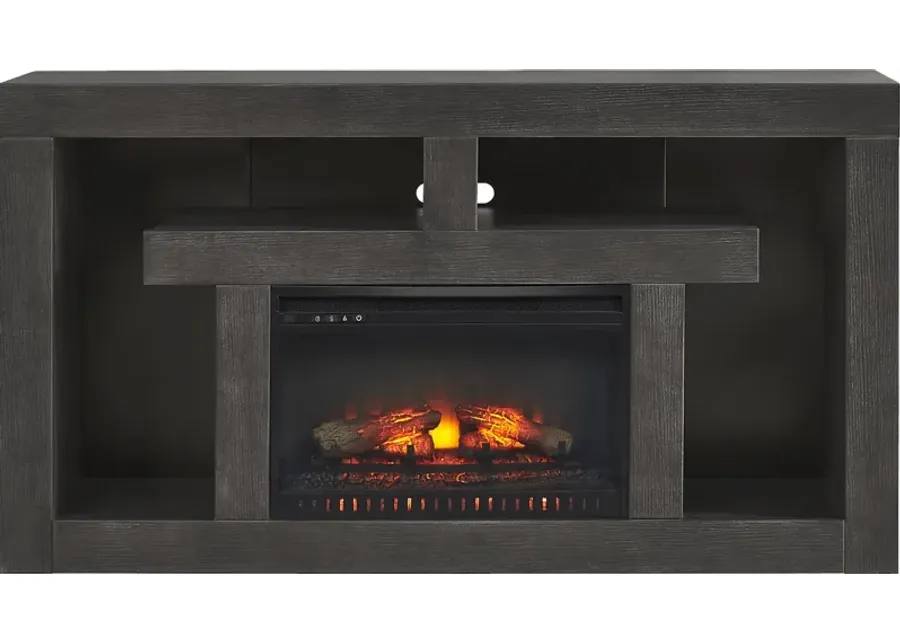 Brookland Park Black 66 in. Console with Electric Log Fireplace