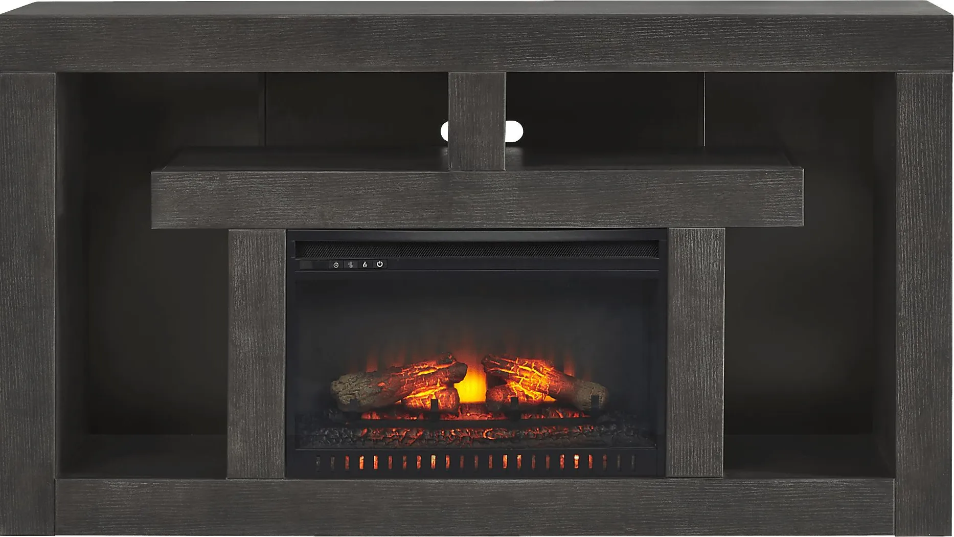 Brookland Park Black 66 in. Console with Electric Log Fireplace