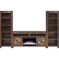 Bartlett II Cherry 4 Pc Wall Unit with 67 in. Console and Electric Fireplace