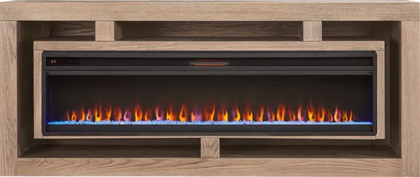 Brookland Park Brown 91 in. Console with Electric Fireplace