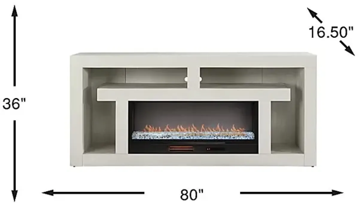 Brookland Park Light Gray 80 in. Console with Electric Fireplace