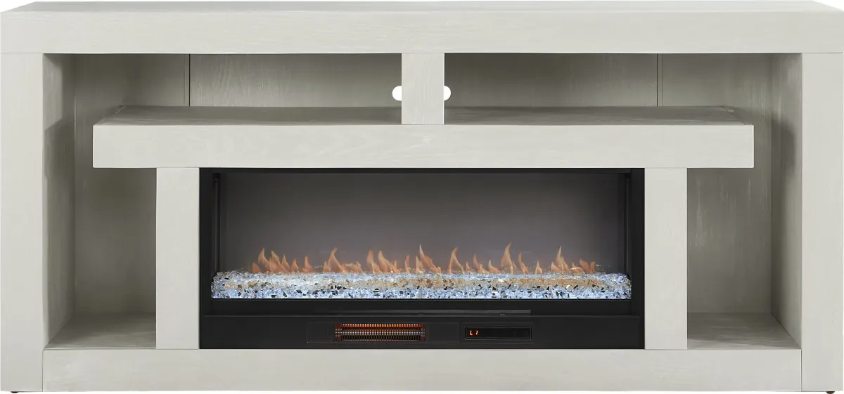 Brookland Park Light Gray 80 in. Console with Electric Fireplace