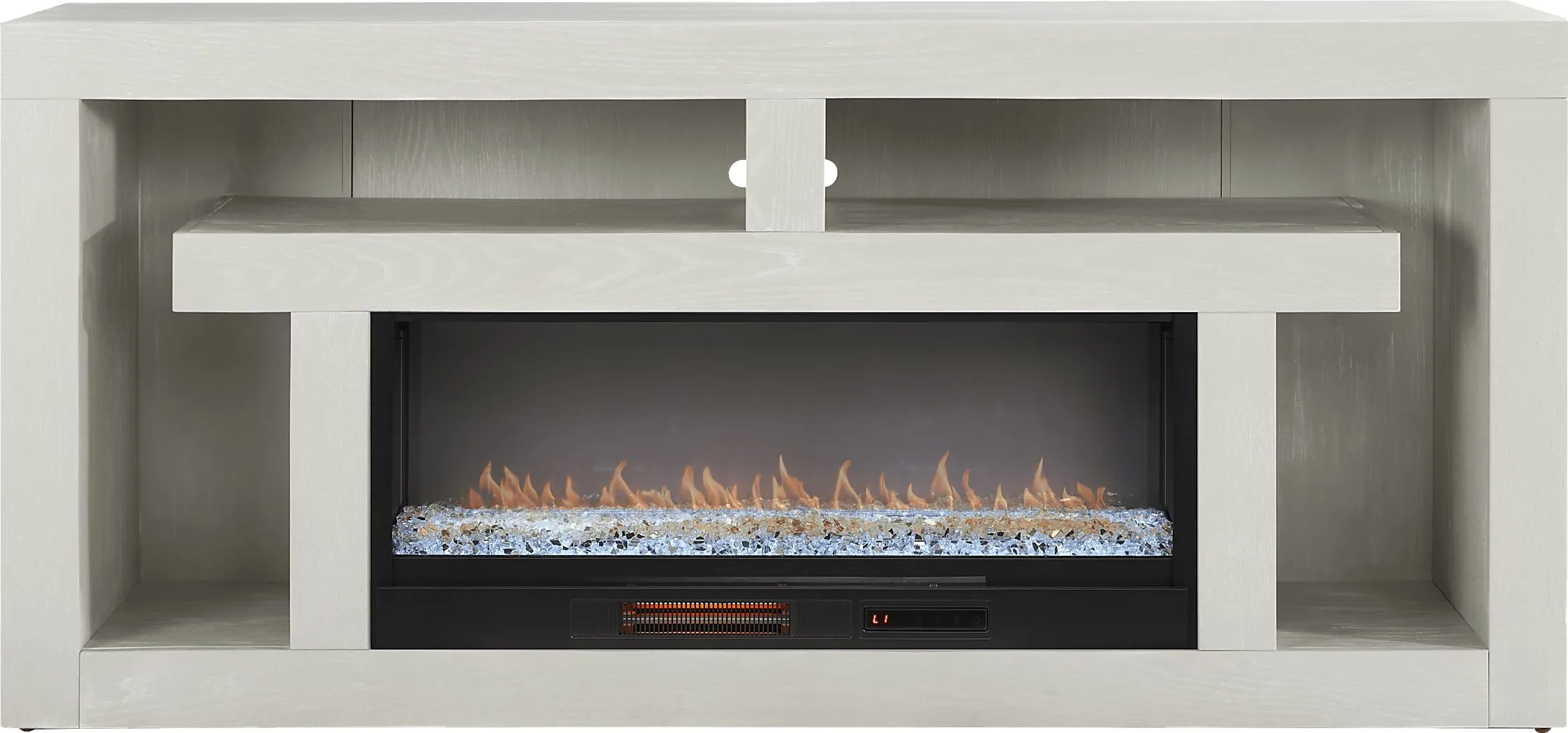 Brookland Park Light Gray 80 in. Console with Electric Fireplace