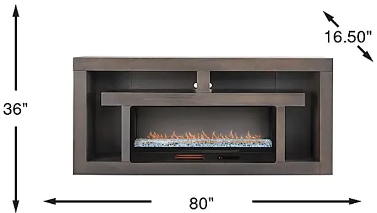 Brookland Park Black 80 in. Console with Electric Fireplace