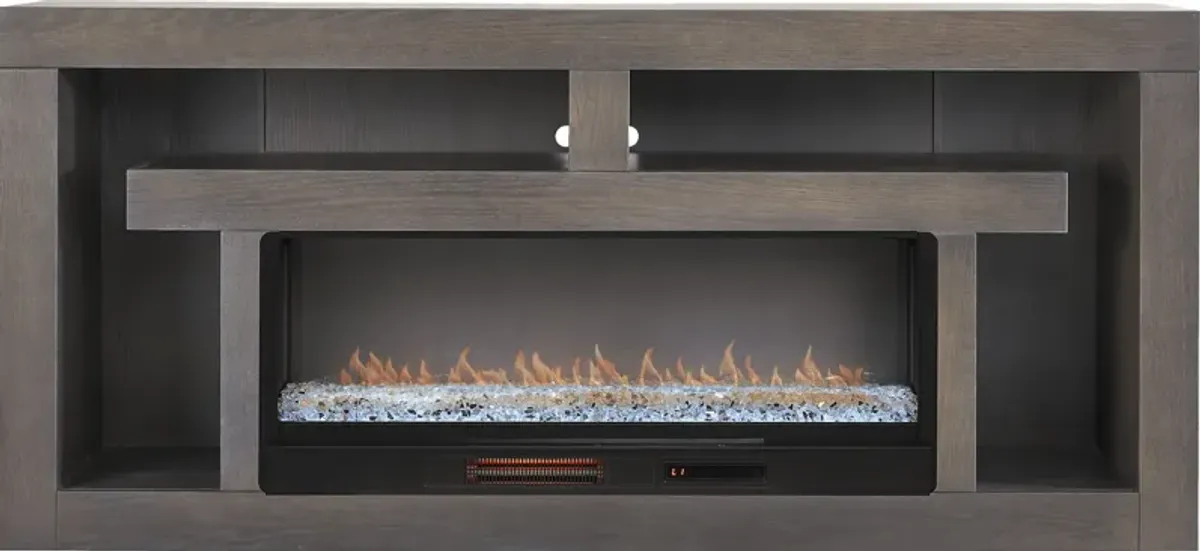 Brookland Park Black 80 in. Console with Electric Fireplace