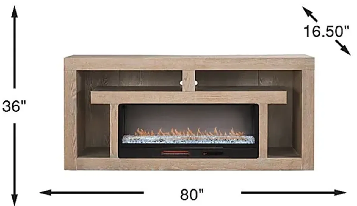 Brookland Park Brown 80 in. Console with Electric Fireplace