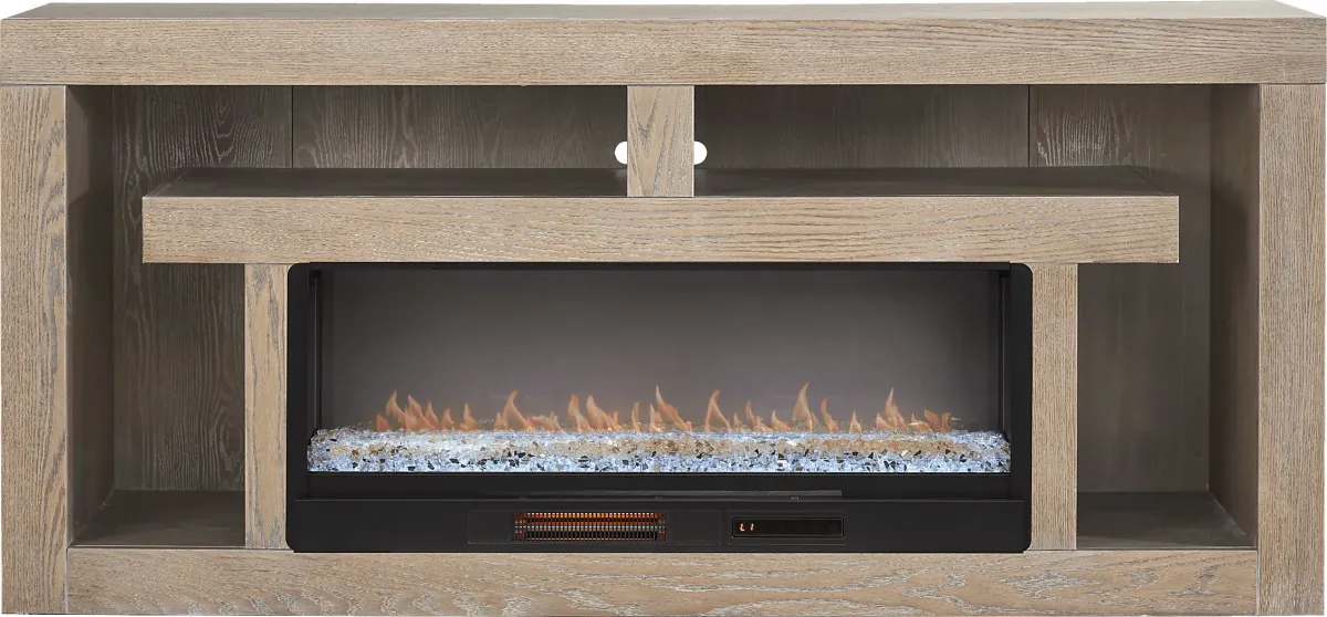 Brookland Park Brown 80 in. Console with Electric Fireplace