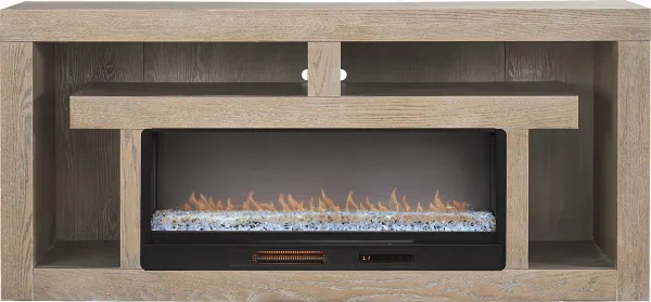 Brookland Park Brown 80 in. Console with Electric Fireplace