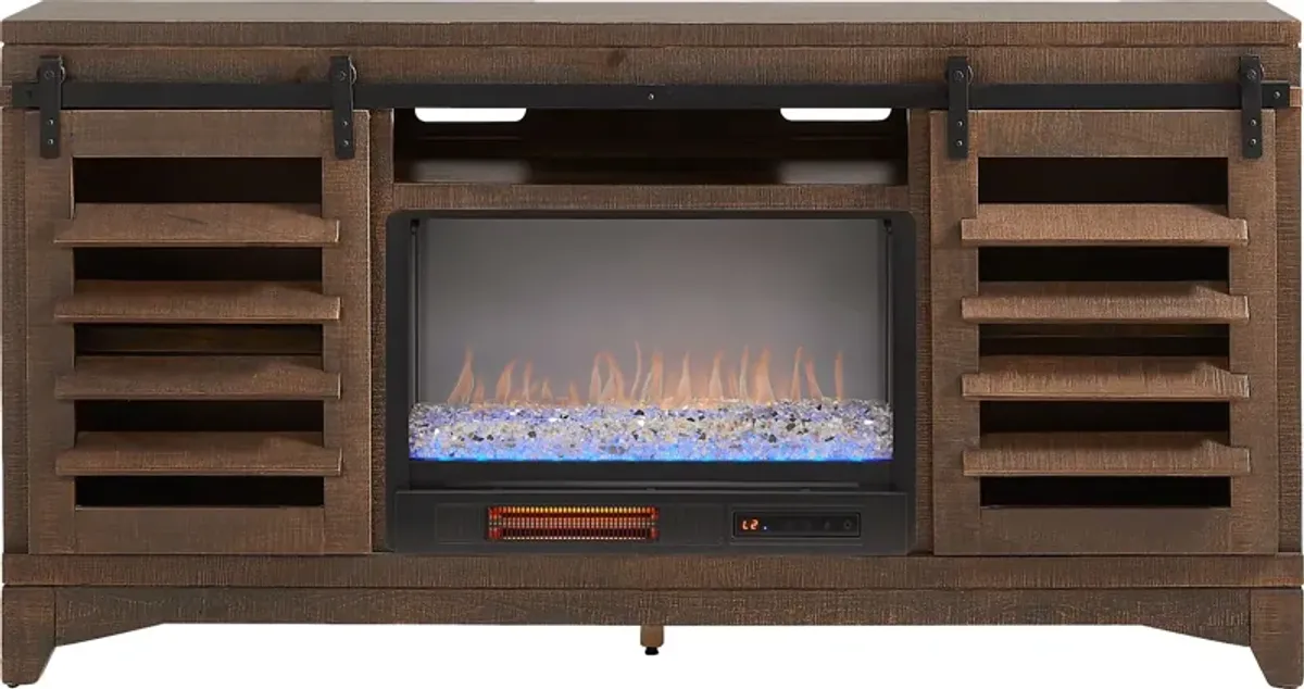 Canoe Creek Brown 66 in. Console with Electric Fireplace