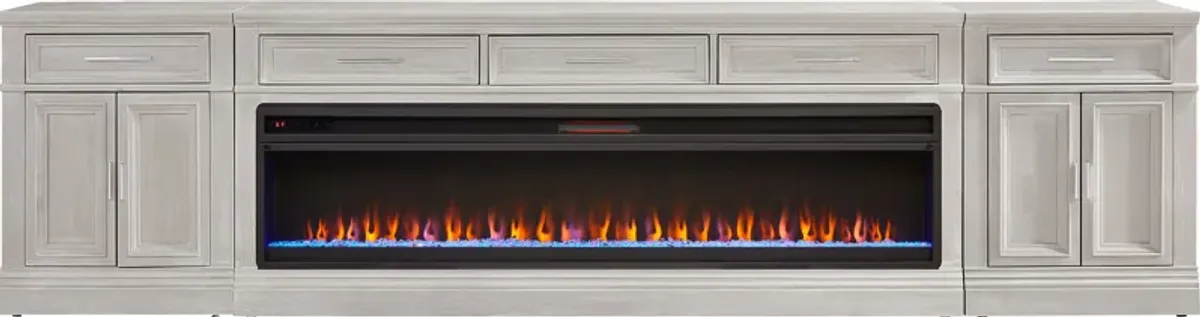 Stephenson Light Gray 4 Pc Console with Electric Fireplace