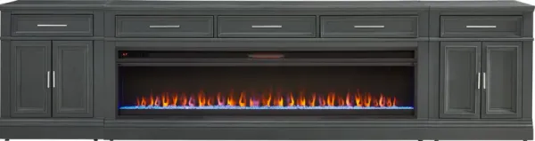 Stephenson Dark Gray 4 Pc Console with Electric Fireplace