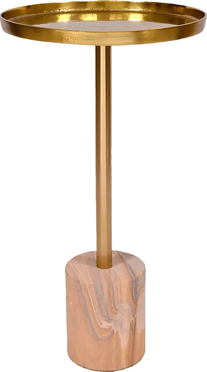 Orelia Gold Accent Table with Sand Marble Base