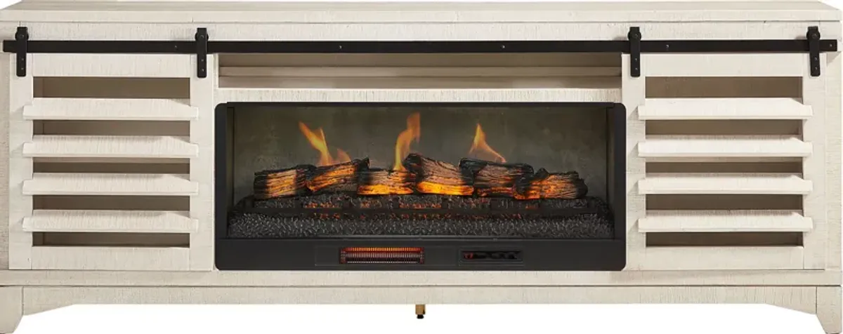 Canoe Creek White 88 in. Console with Electric Fireplace