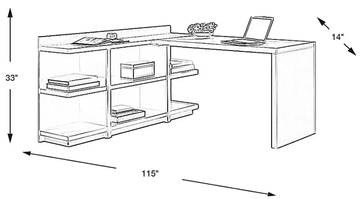 Planefield Gray 2 Pc Desk and Open Credenza