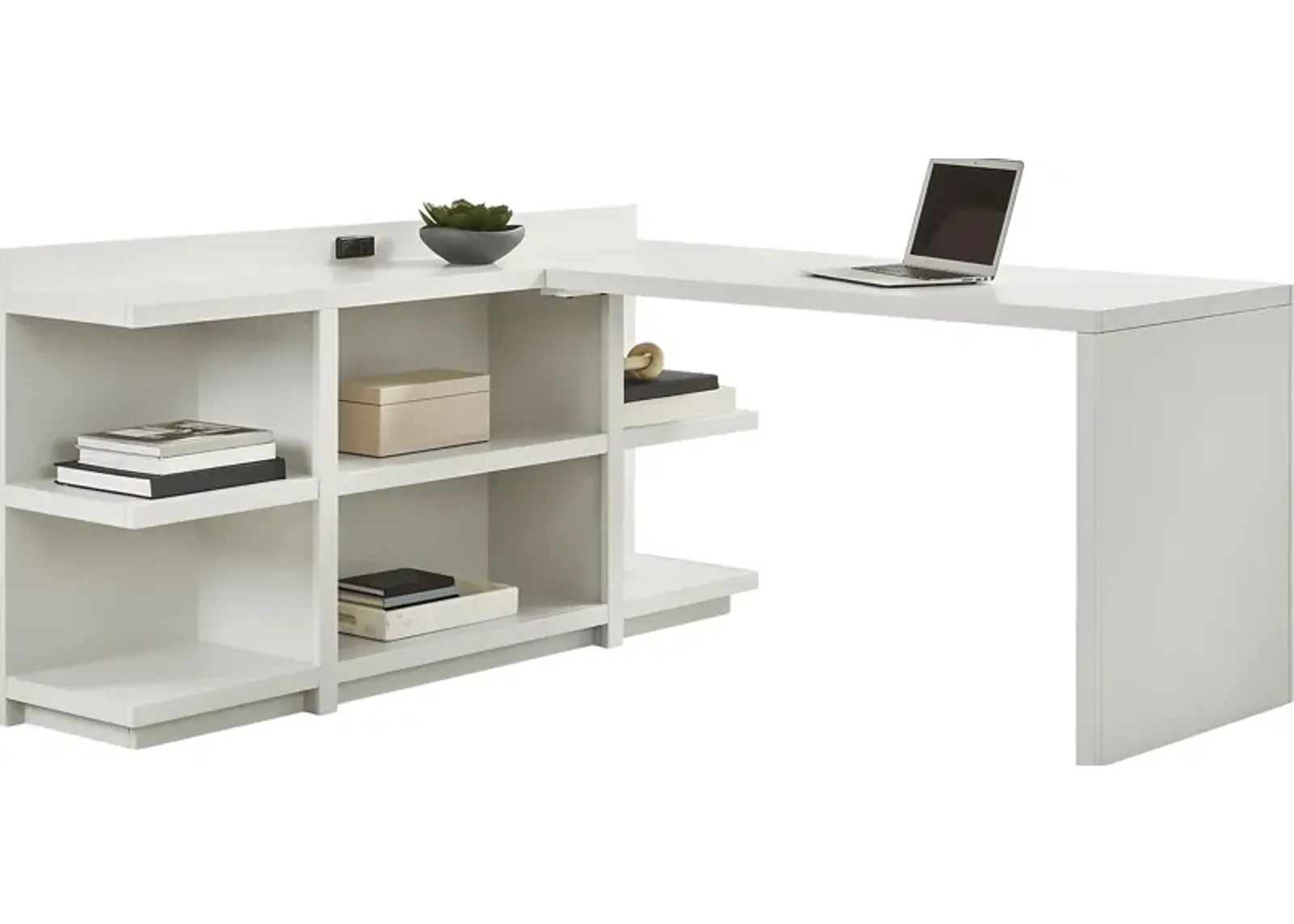 Planefield White 2 Pc Desk and Open Credenza