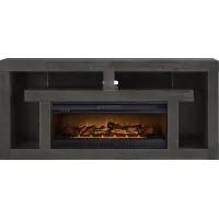 Brookland Park Black 80 in. Console with Electric Log Fireplace