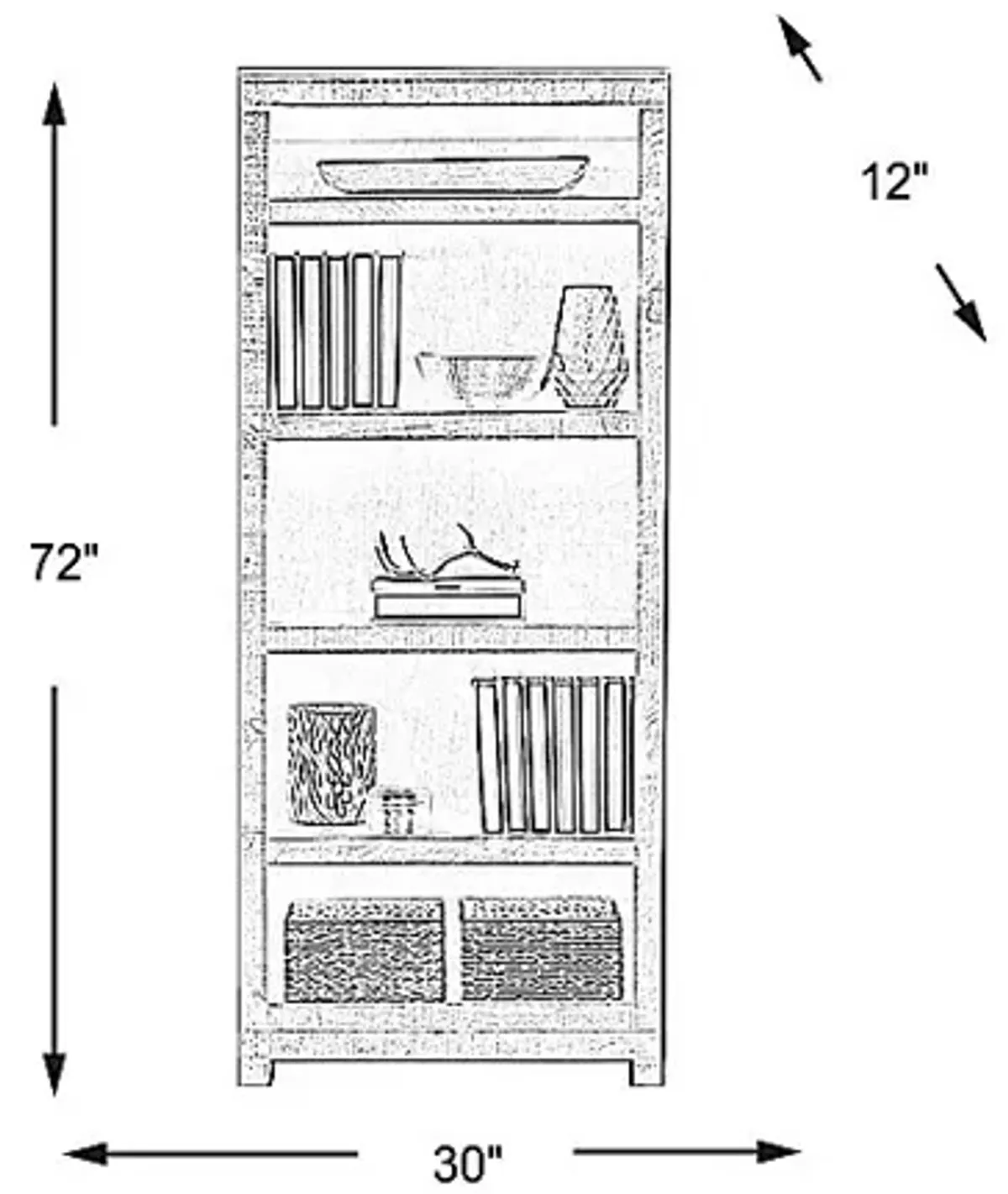 Havenwood White 5 Shelf Bookcase