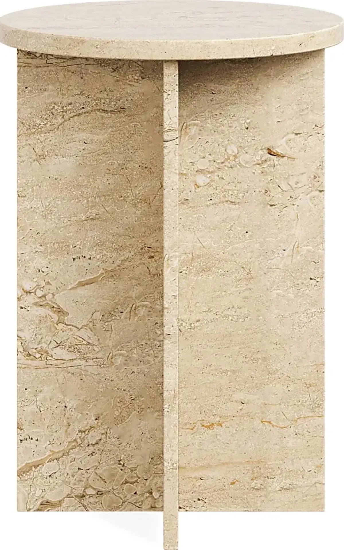 Mandine Beige Marble Accent Table