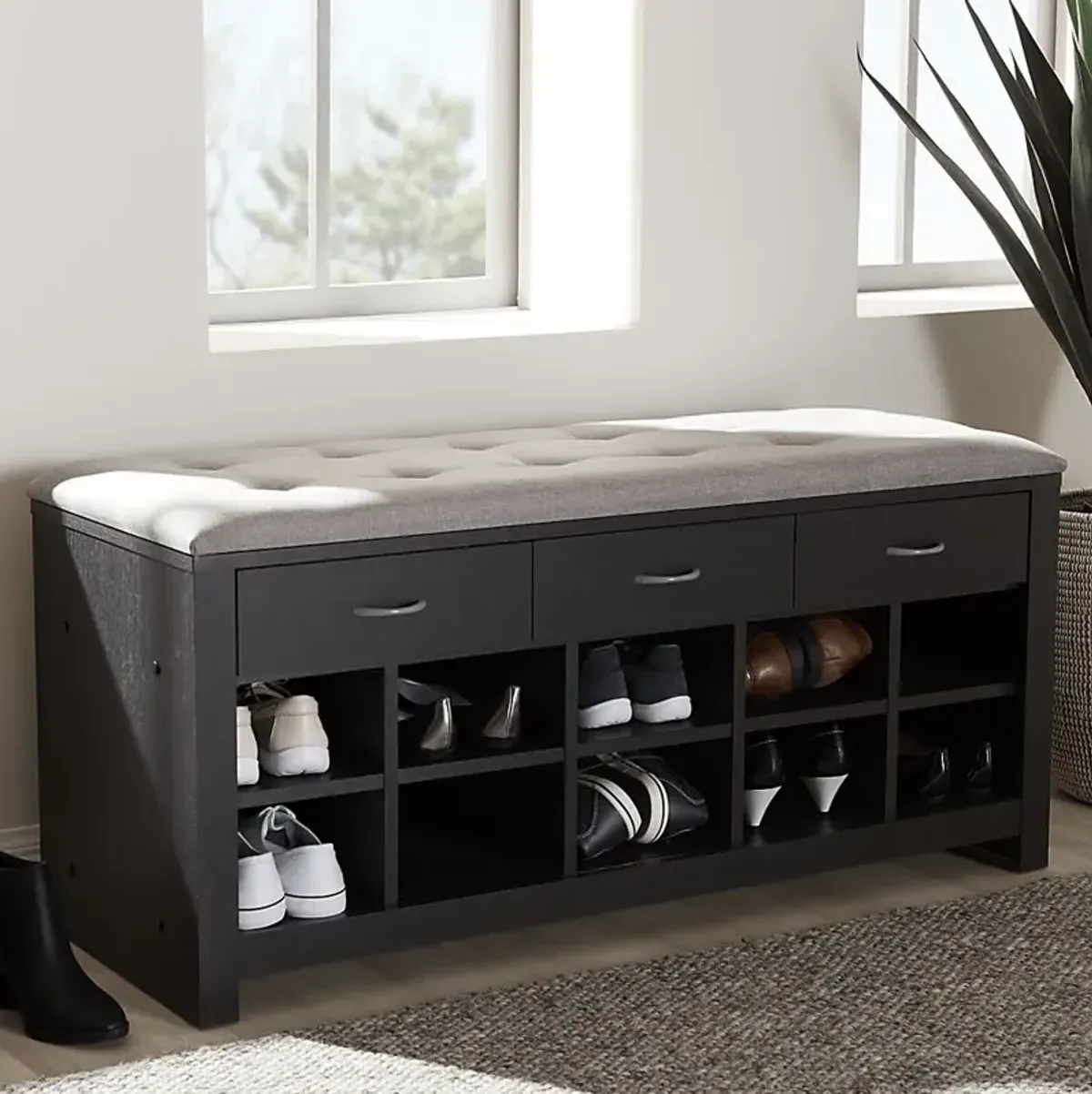 Spinnaker Gray Storage Bench