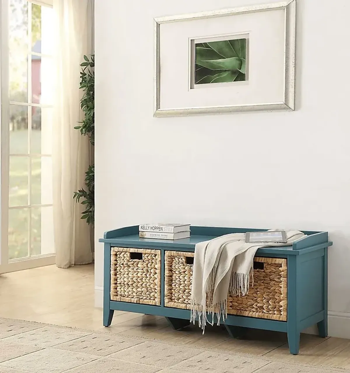 Flavius Blue Storage Bench