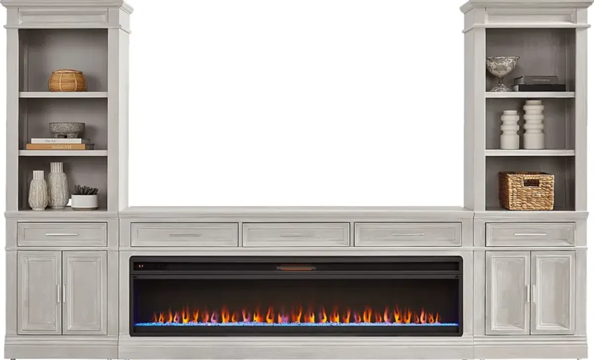 Stephenson Light Gray 4 Pc Wall Unit with 78 in. Console and Electric Fireplace