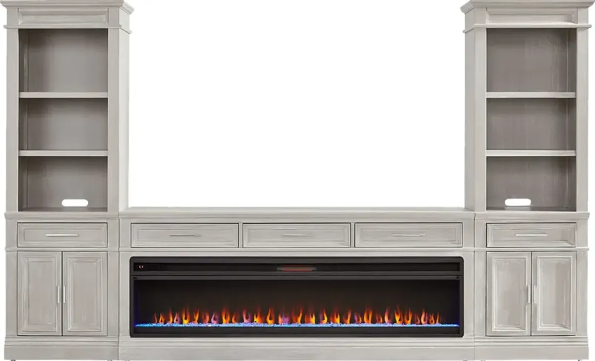 Stephenson Light Gray 4 Pc Wall Unit with 78 in. Console and Electric Fireplace