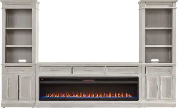 Stephenson Light Gray 4 Pc Wall Unit with 78" Console and Electric Fireplace
