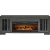 Wyndell Way Gray 81 in. Console with Electric Log Fireplace