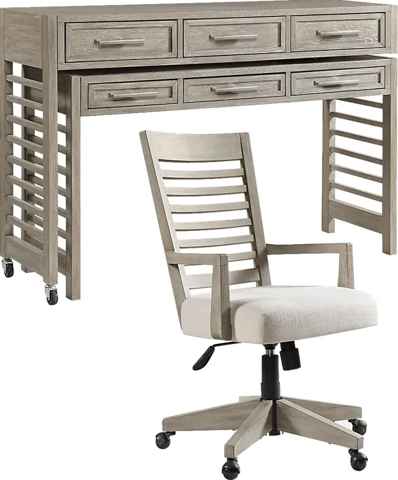 Lynnwood Taupe 2 Pc Swivel Desk and Chair Set