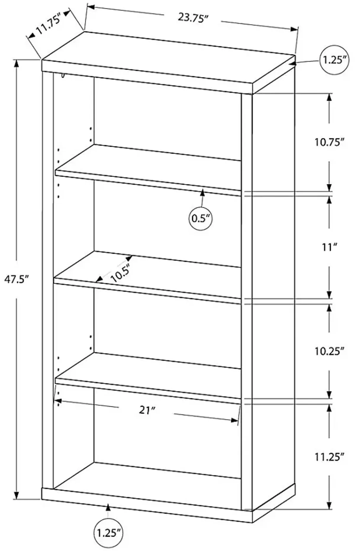 Wampton Black Bookcase