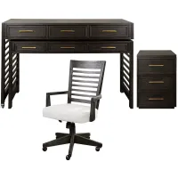 Lynnwood Umber 3 Pc Swivel Desk and Chair Set