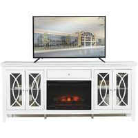 Abbie White 80 in. Console with Electric Log Fireplace