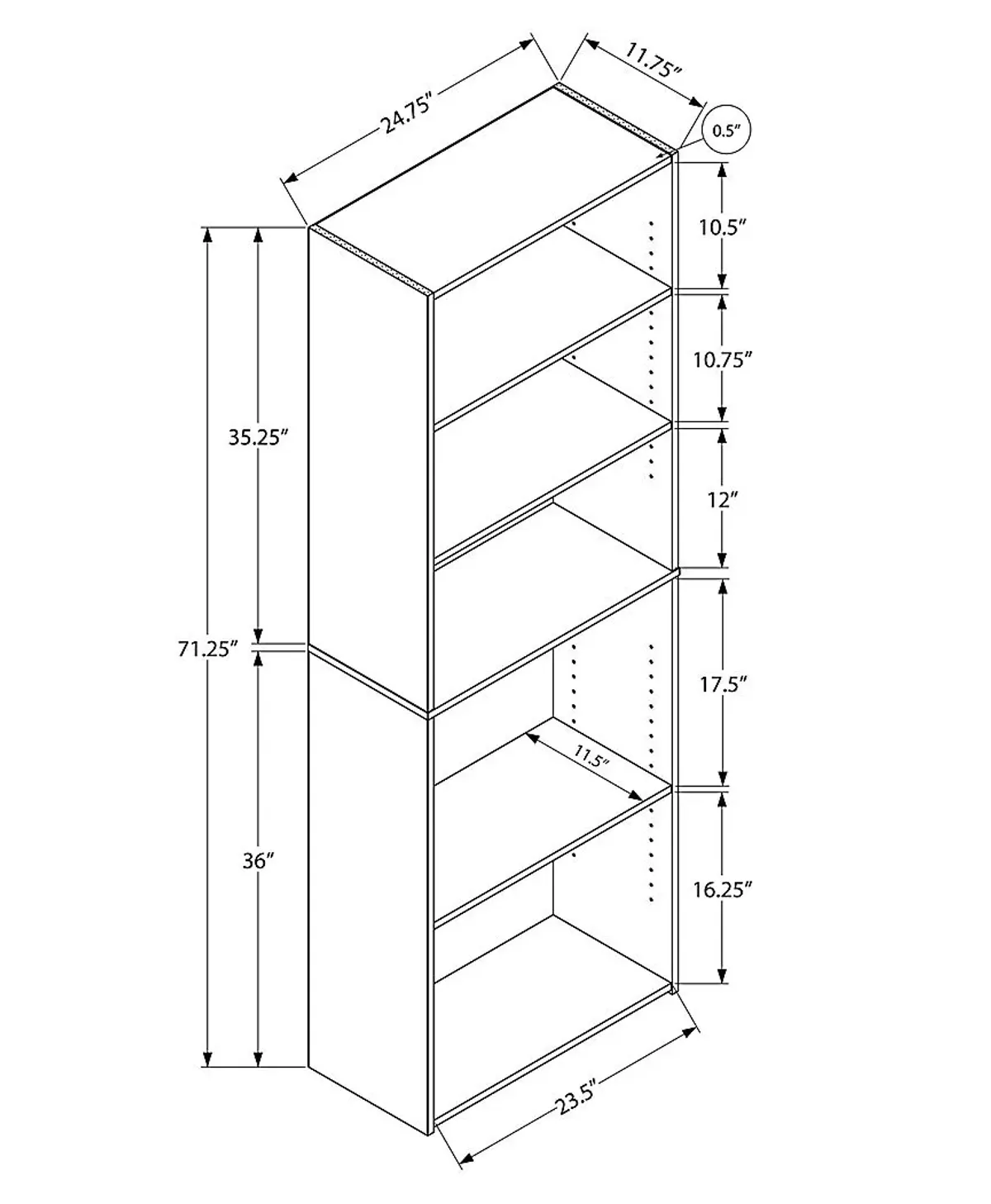 Hallbrook Cappuccino Bookcase