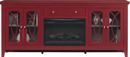 Abbie Crimson 80 in. Console with Electric Log Fireplace