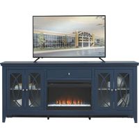 Abbie Navy 80 in. Console with Electric Fireplace