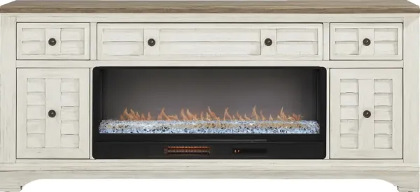 Edisto Bay White 78 in. Console with Electric Fireplace