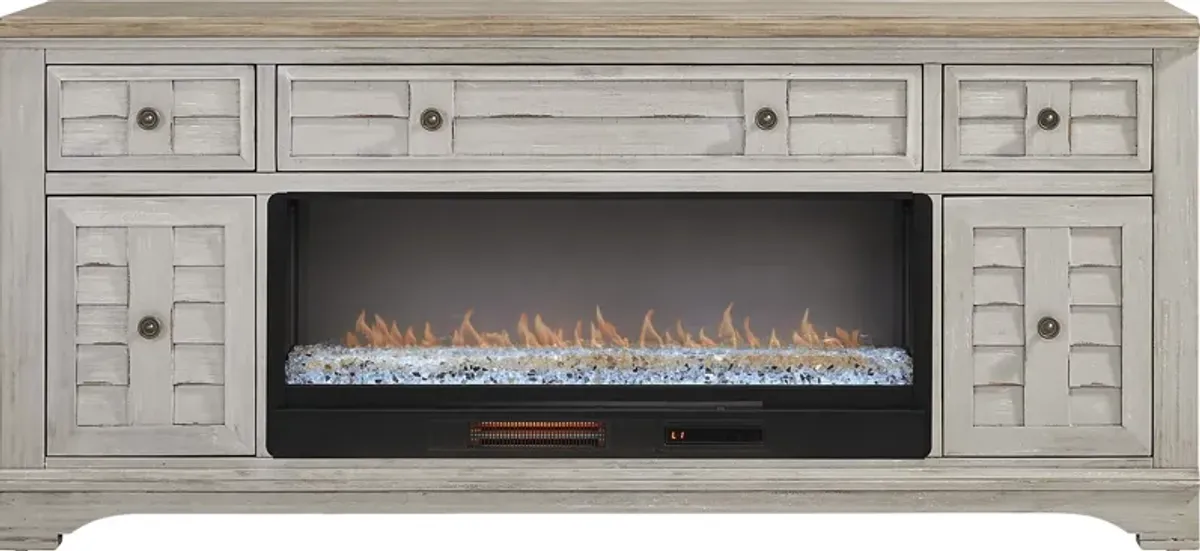 Edisto Bay Gray 78 in. Console with Electric Fireplace