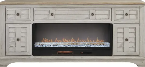 Edisto Bay Gray 78 in. Console with Electric Fireplace