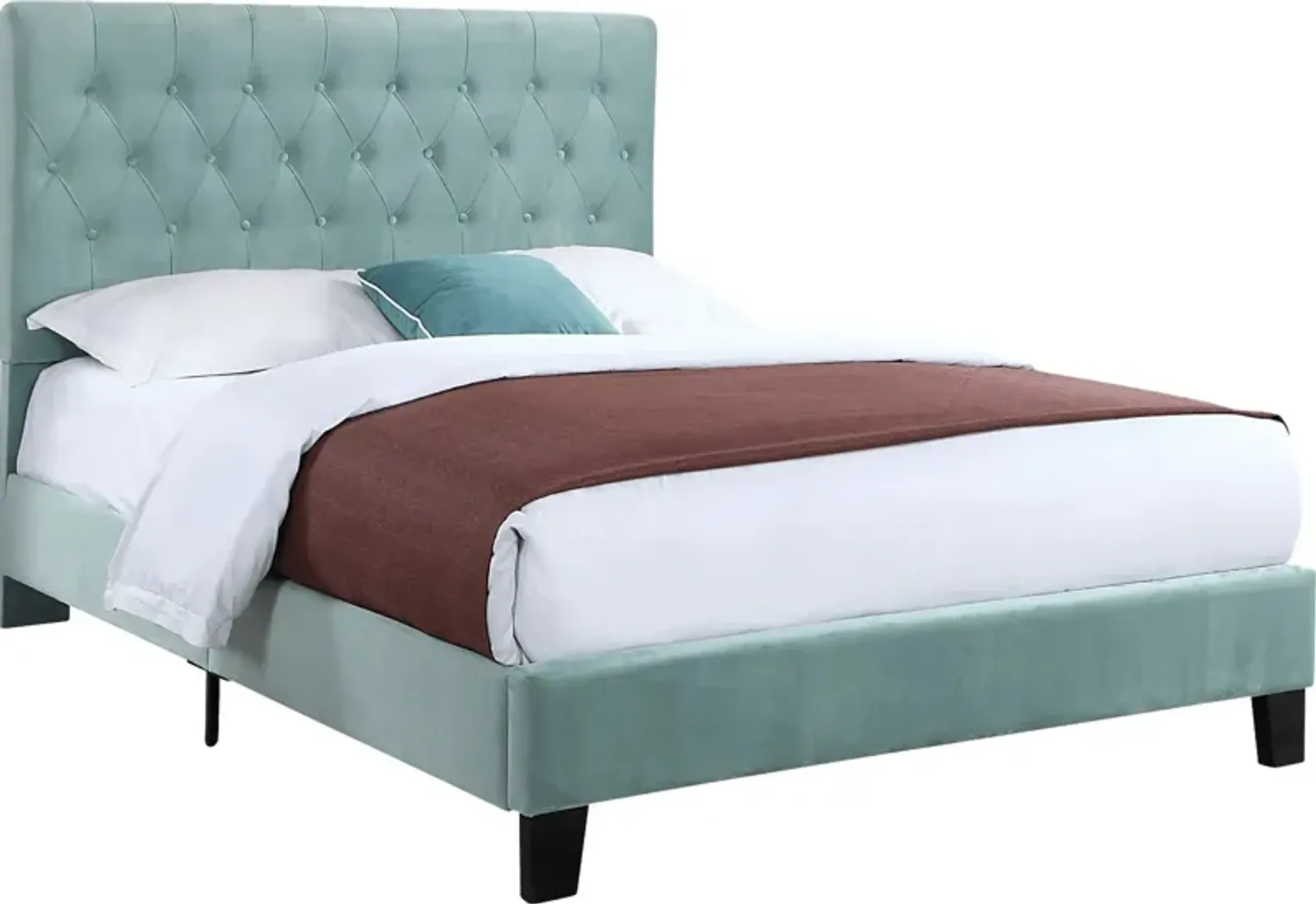 Emeline Light Blue Twin Upholstered Bed