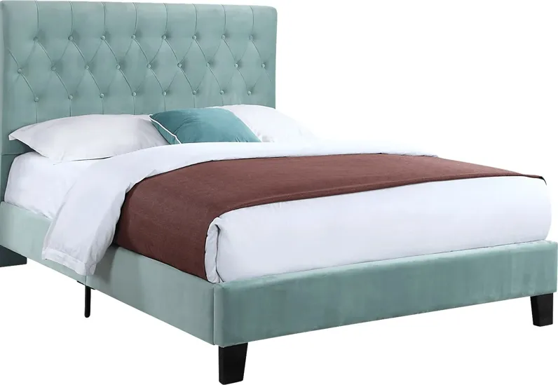 Emeline Light Blue Twin Upholstered Bed