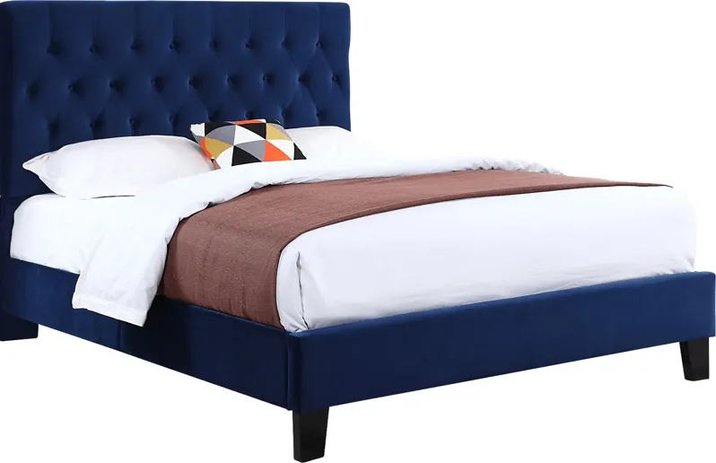 Emeline Navy Blue Twin Upholstered Bed