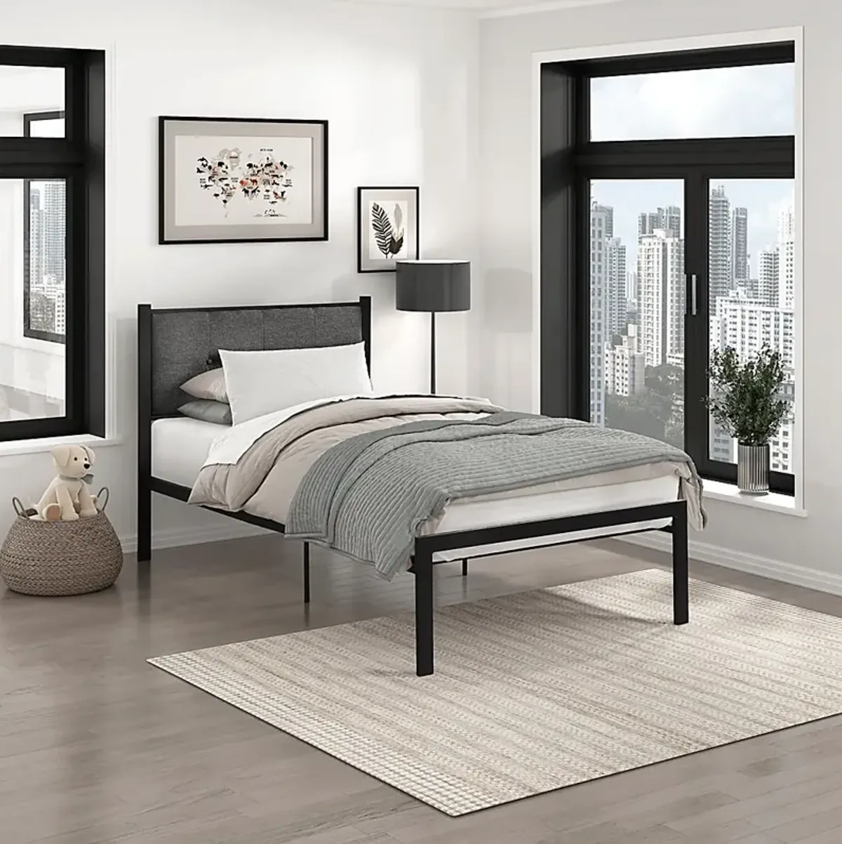 Harllan Gray Twin Platform Bed